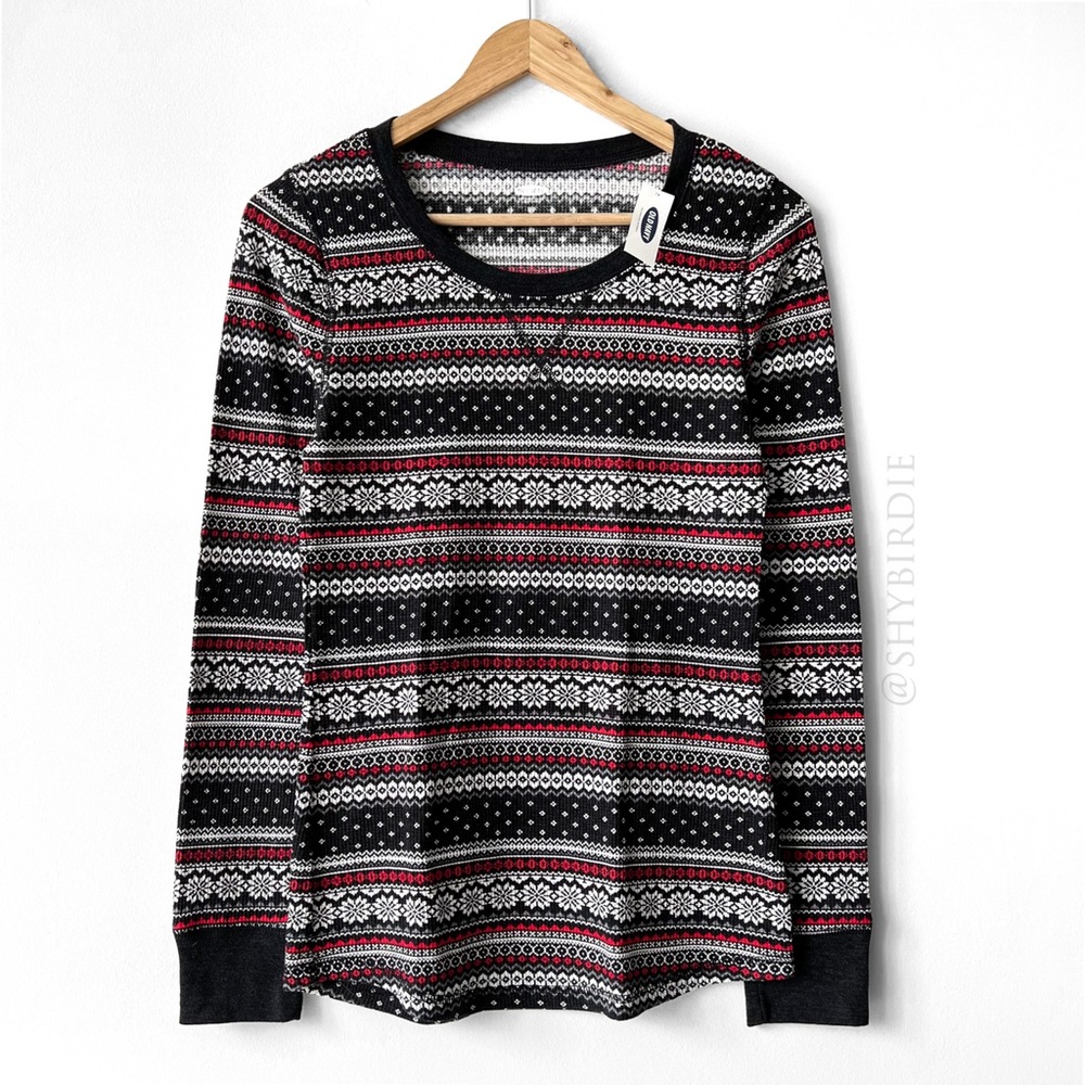 NWT Old Navy Printed Thermal Waffle Top
